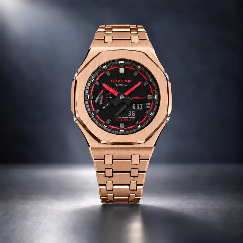 Casio G-Shock Mod Watch - Rose Gold Red - GA-2100 Custom Casioak