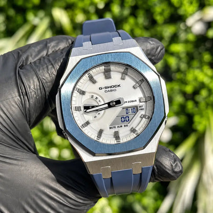 Casio G-Shock Mod Watch - Royal Blue White - GA-2100 Custom Casioak