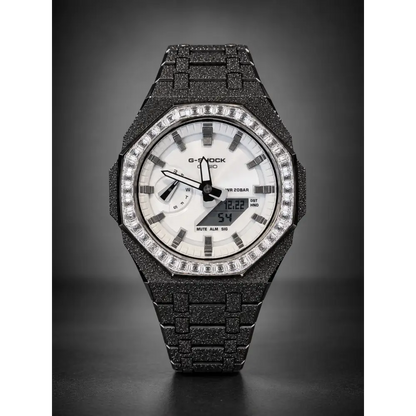 Casio G-Shock GA2100 – Silver Frosted Diamond Bezel | Custom Casioak | Men's watch | Mod premium | Men's Gift | Custom watch | Modded G-Shock - ChronoCustom