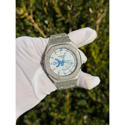 Montre CasiOak Custom – Silver Luminous Frosted - Mod G-Shock GA2100