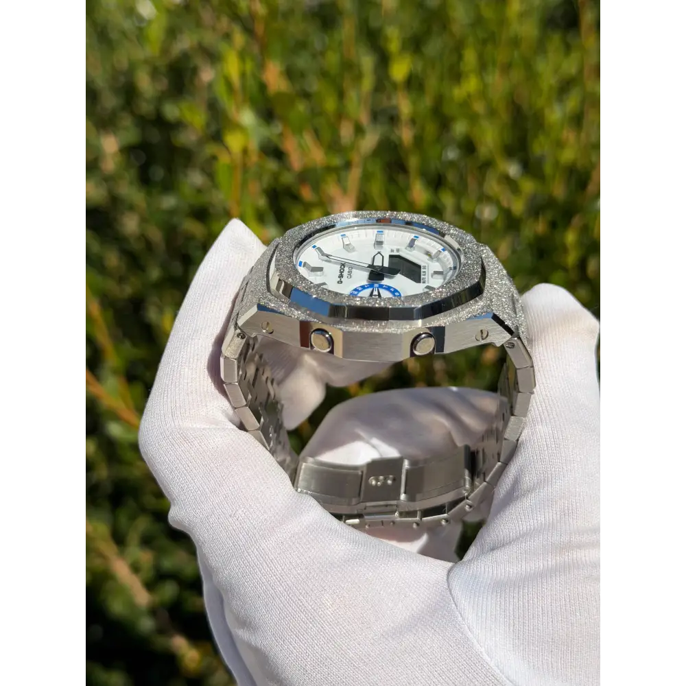 Montre CasiOak Custom – Silver Luminous Frosted - Mod G-Shock GA2100