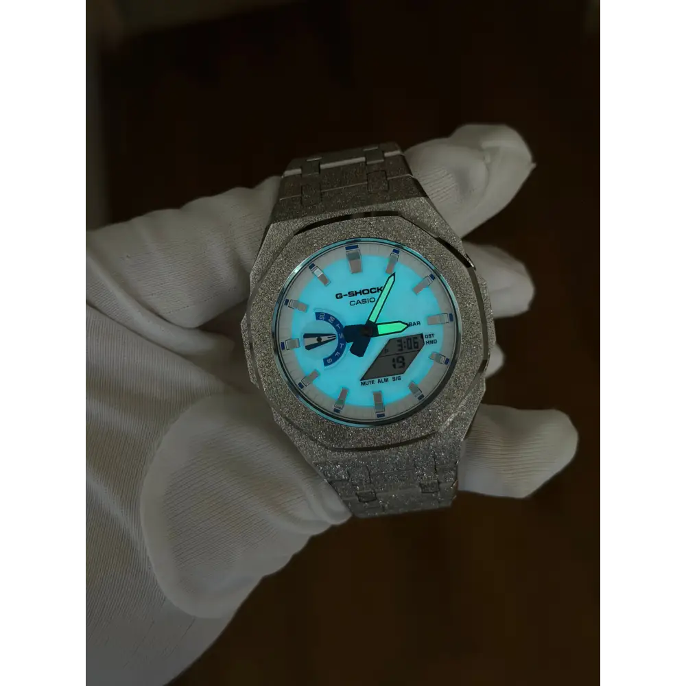Montre CasiOak Custom – Silver Luminous Frosted - Mod G-Shock GA2100