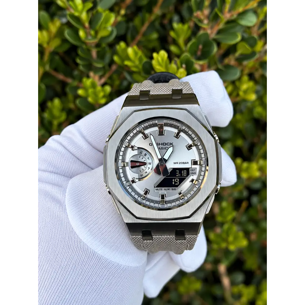 CasiOak Custom Watch – Silver Metal – Mod G-Shock GA2100