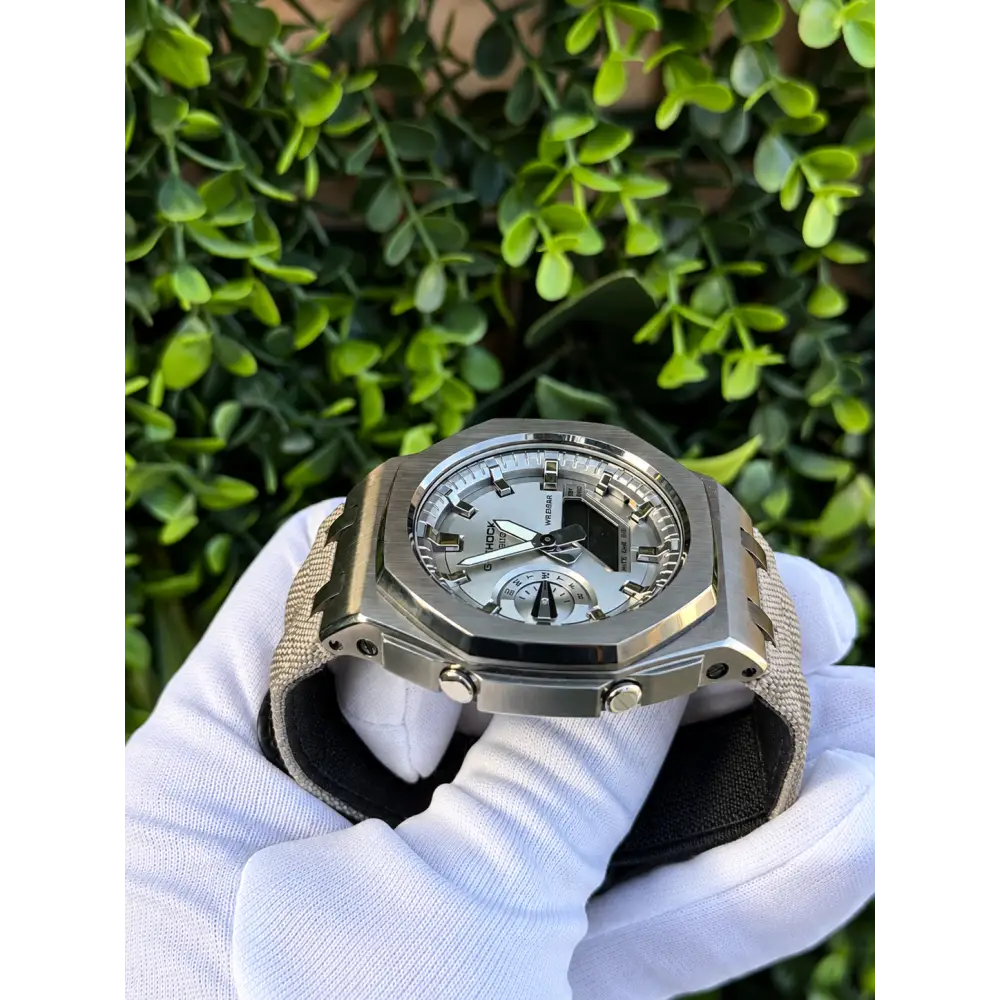 CasiOak Custom Watch – Silver Metal – Mod G-Shock GA2100
