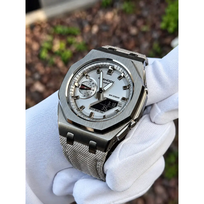 CasiOak Custom Watch – Silver Metal – Mod G-Shock GA2100