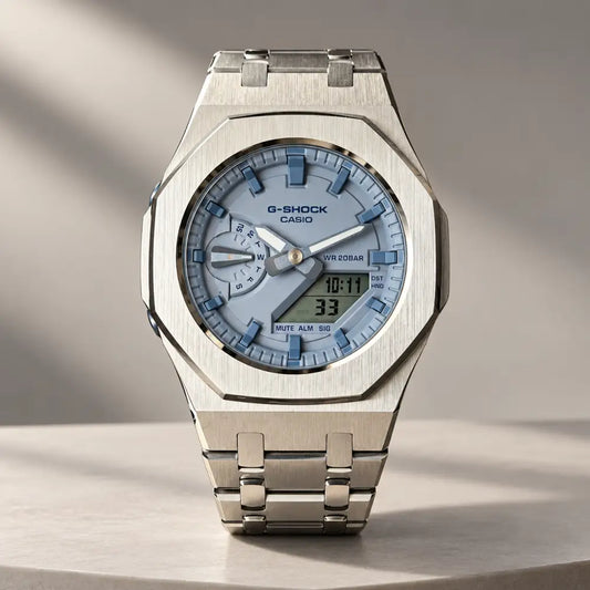 Montre CasiOak Custom – Silver Pastel Blue - Mod G-Shock GMA2100