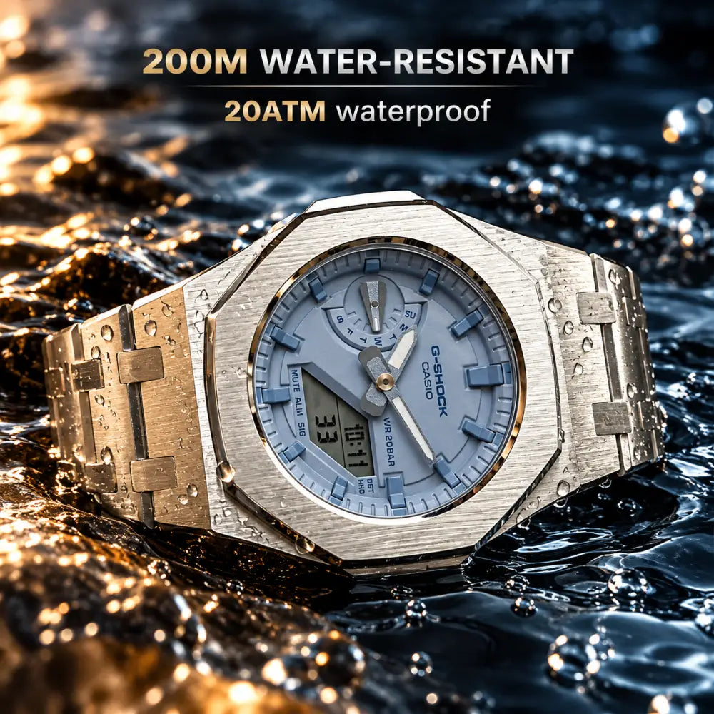 Montre CasiOak Custom – Silver Pastel Blue - Mod G-Shock GMA2100