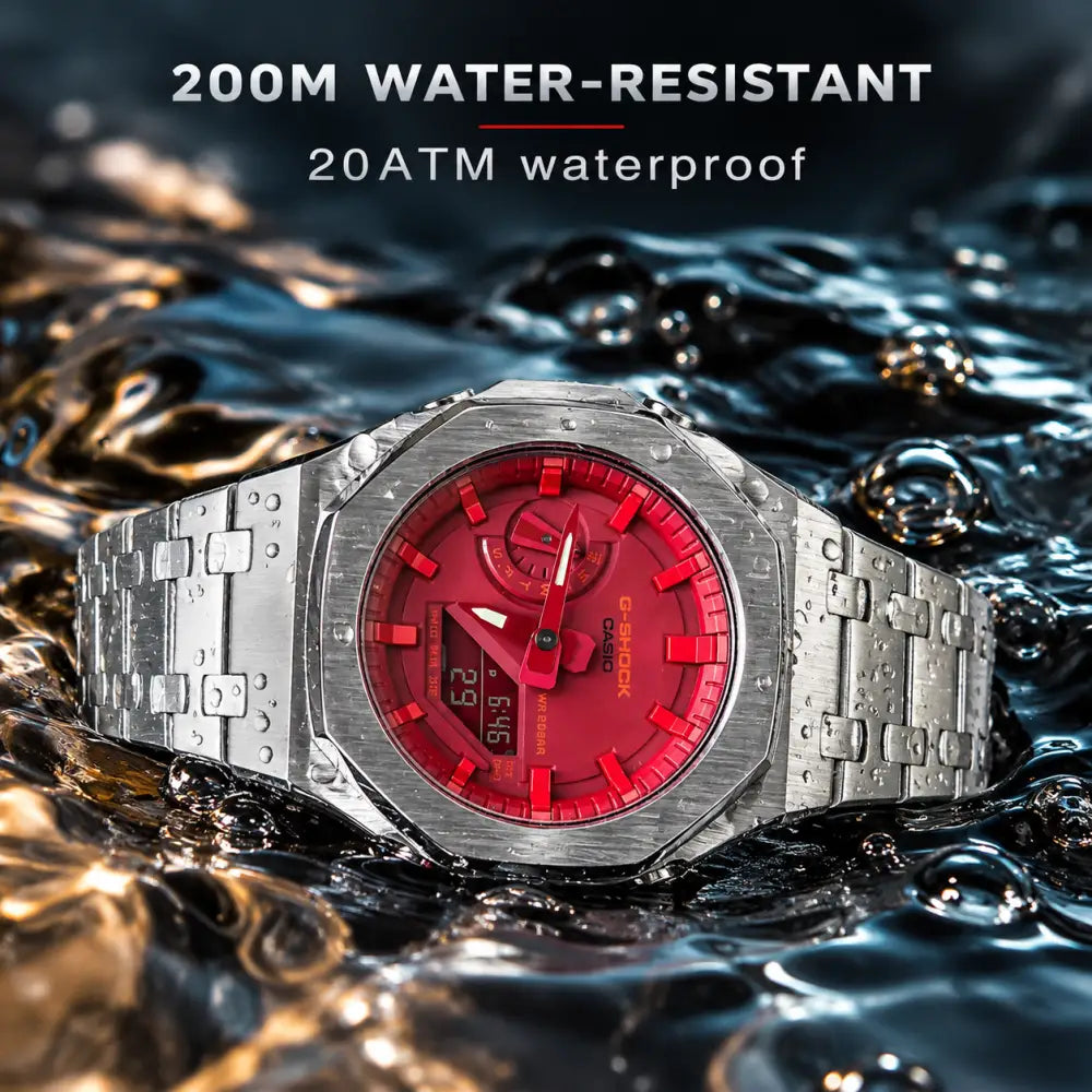 Montre CasiOak Custom – Silver Red - Mod G-Shock GA2100