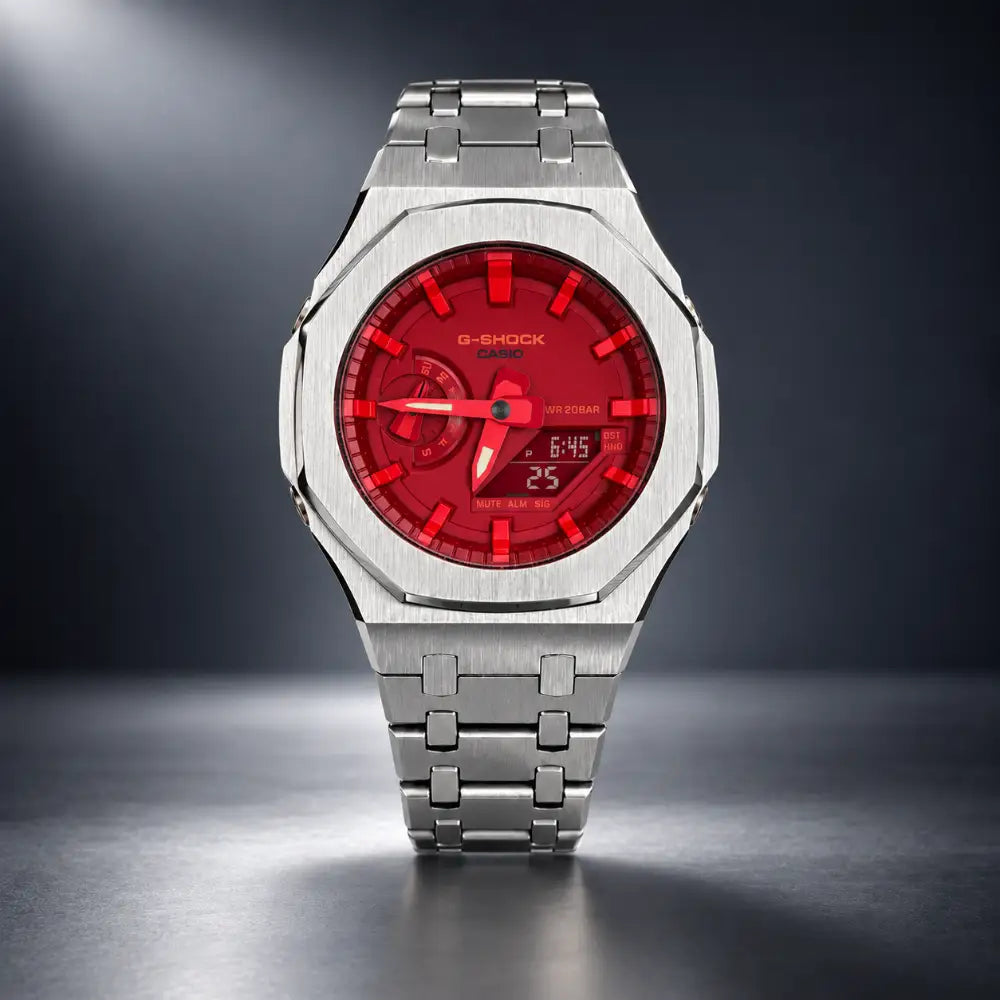 Montre CasiOak Custom – Silver Red - Mod G-Shock GA2100