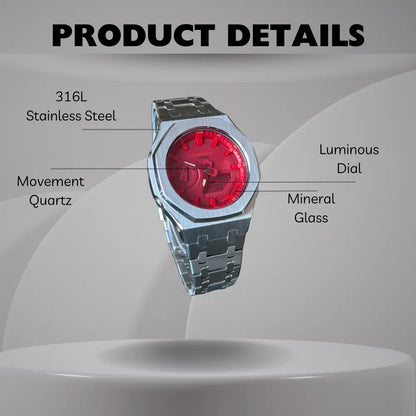Montre CasiOak Custom – Silver Red - Mod G-Shock GA2100
