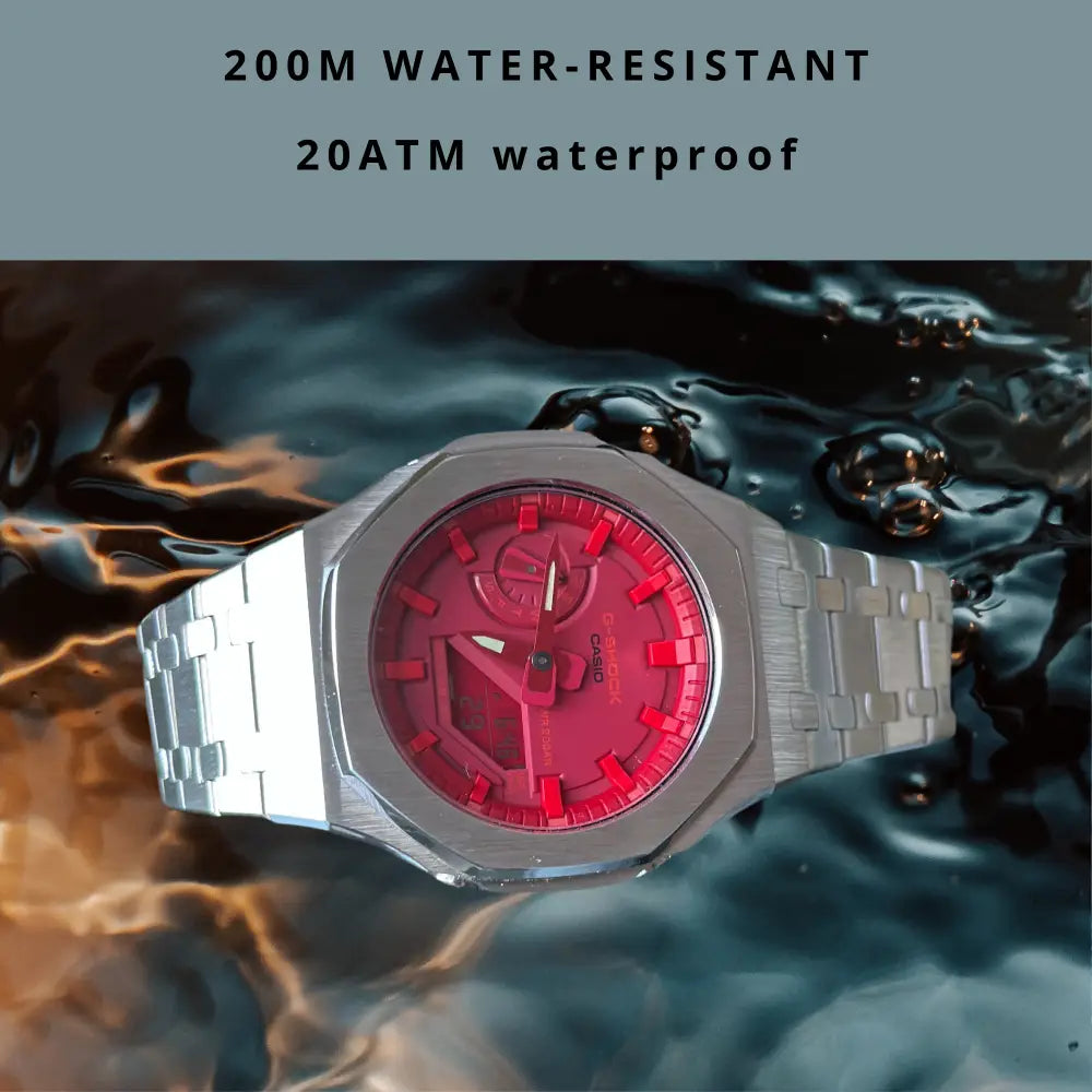 Montre CasiOak Custom – Silver Red - Mod G-Shock GA2100