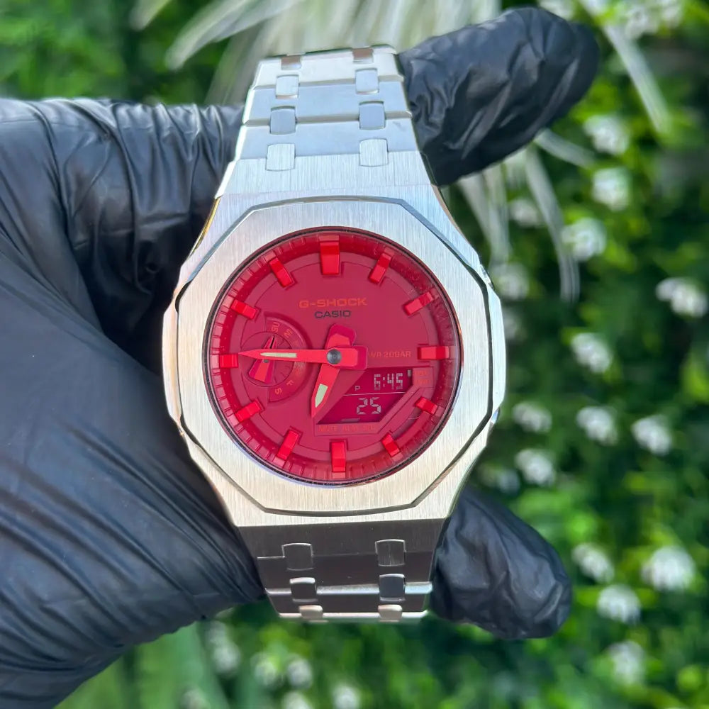 Montre CasiOak Custom – Silver Red - Mod G-Shock GA2100