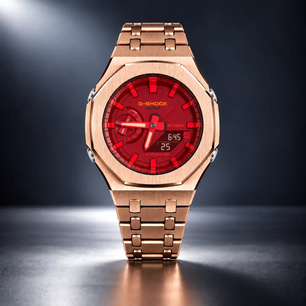 Montre CasiOak Custom – Rose Gold Red - Mod G-Shock GA2100