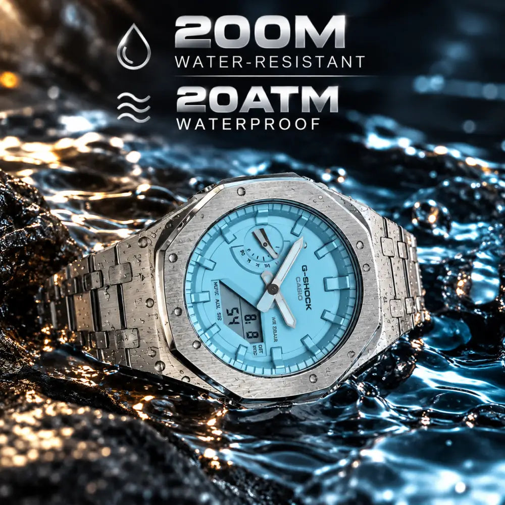 Montre CasiOak Custom – Silver Sky Blue - Mod G-Shock GA2100