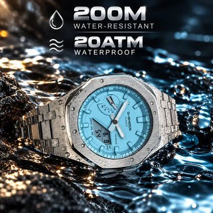 Montre CasiOak Custom – Silver Sky Blue - Mod G-Shock GA2100