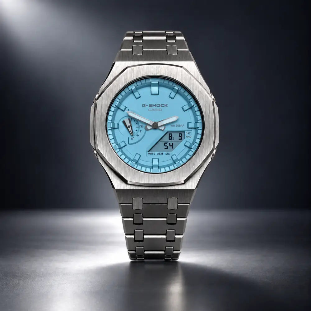 Montre CasiOak Custom – Silver Sky Blue - Mod G-Shock GA2100