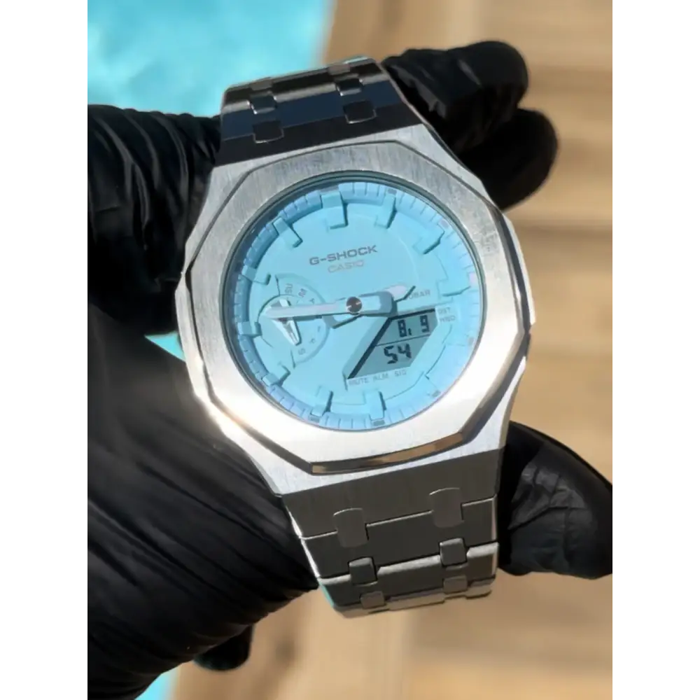 Montre CasiOak Custom – Silver Sky Blue - Mod G-Shock GA2100