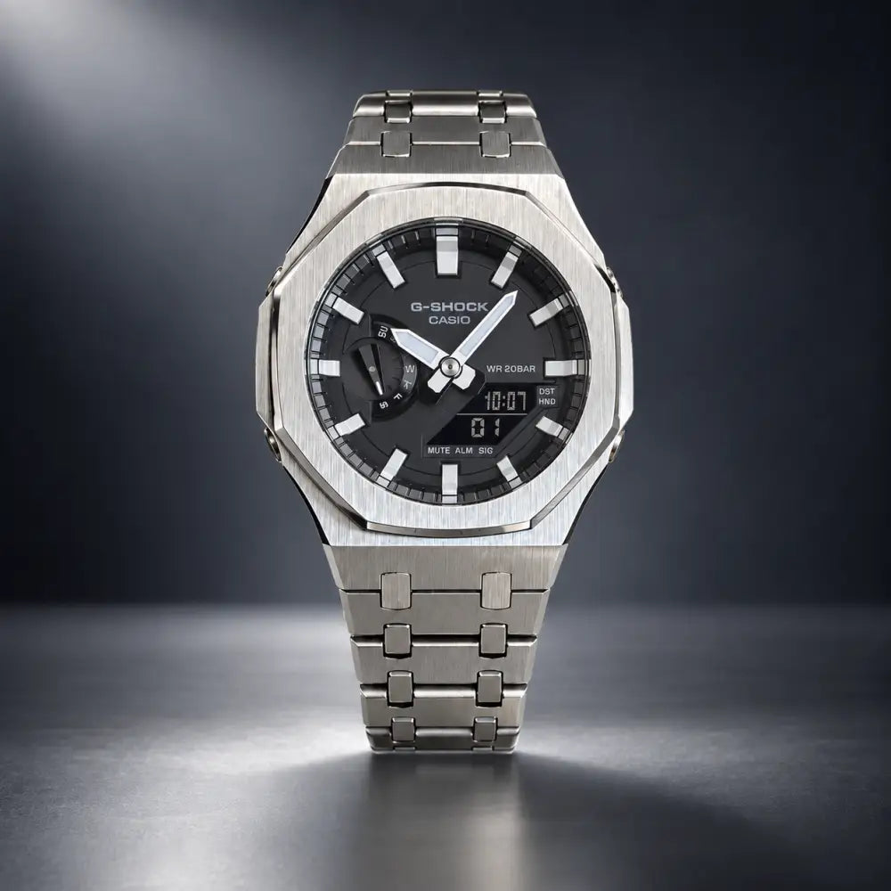 Casio G-Shock Mod Watch - Silver White - GA-2100 Custom Casioak
