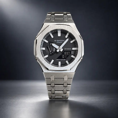 Casio G-Shock Mod Watch - Silver White - GA-2100 Custom Casioak