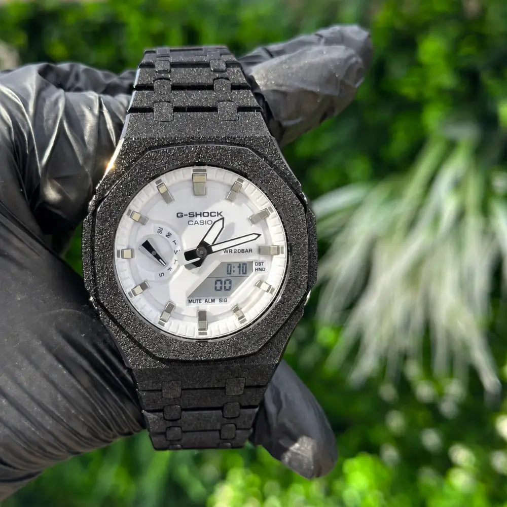 Casio G-Shock Mod Watch - Silver White Frosted - GA-2100 Custom Casioak