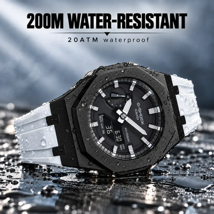 Casio G-Shock Mod Watch - White Black - GA-2100 Custom Casioak