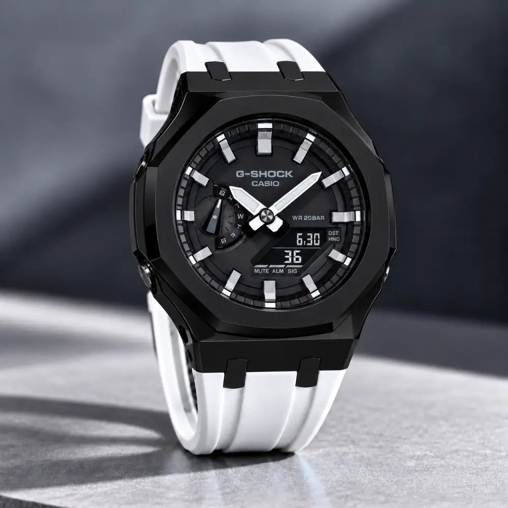 Casio G-Shock Mod Watch - White Black - GA-2100 Custom Casioak
