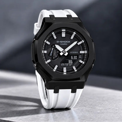 Casio G-Shock Mod Watch - White Black - GA-2100 Custom Casioak