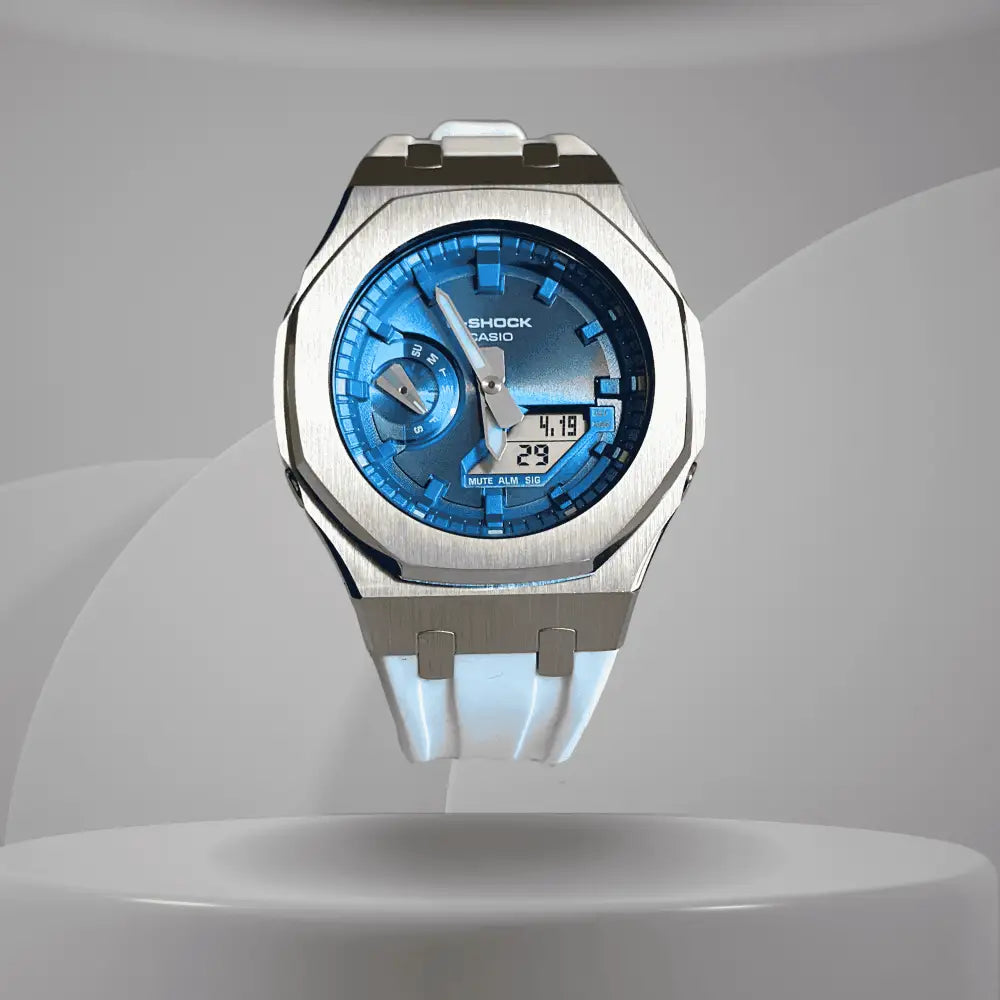 Casio G-Shock Mod Watch - White blue - GA-2100 Custom Casioak