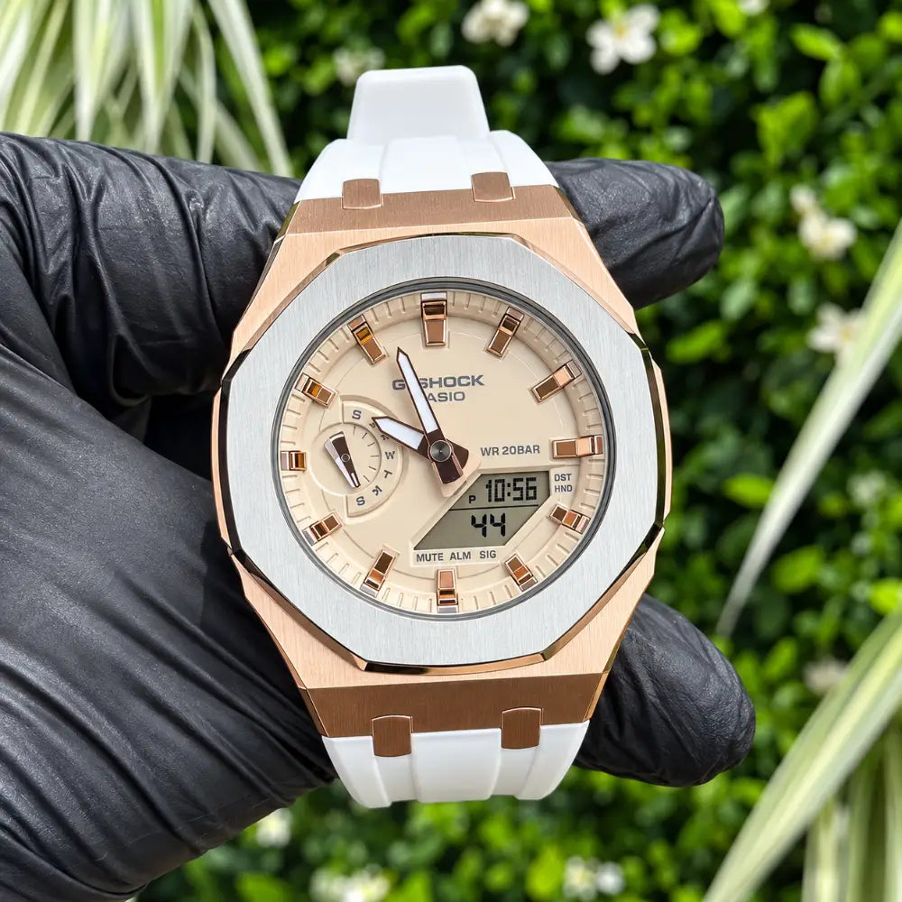 Casio G-Shock Mod Watch - White Rose Gold - GMA-S2100 Custom Casioak