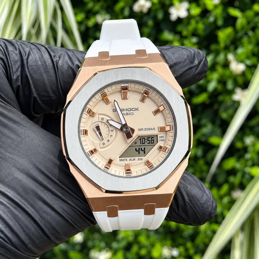 Casio G-Shock Mod Watch - White Rose Gold - GMA-S2100 Custom Casioak