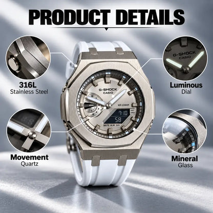 Casio G-Shock Mod Watch - White Silver Dial - GA-2100 Custom Casioak 