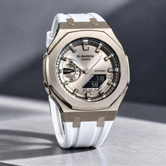 Casio G-Shock Mod Watch - White Silver Dial - GA-2100 Custom Casioak 