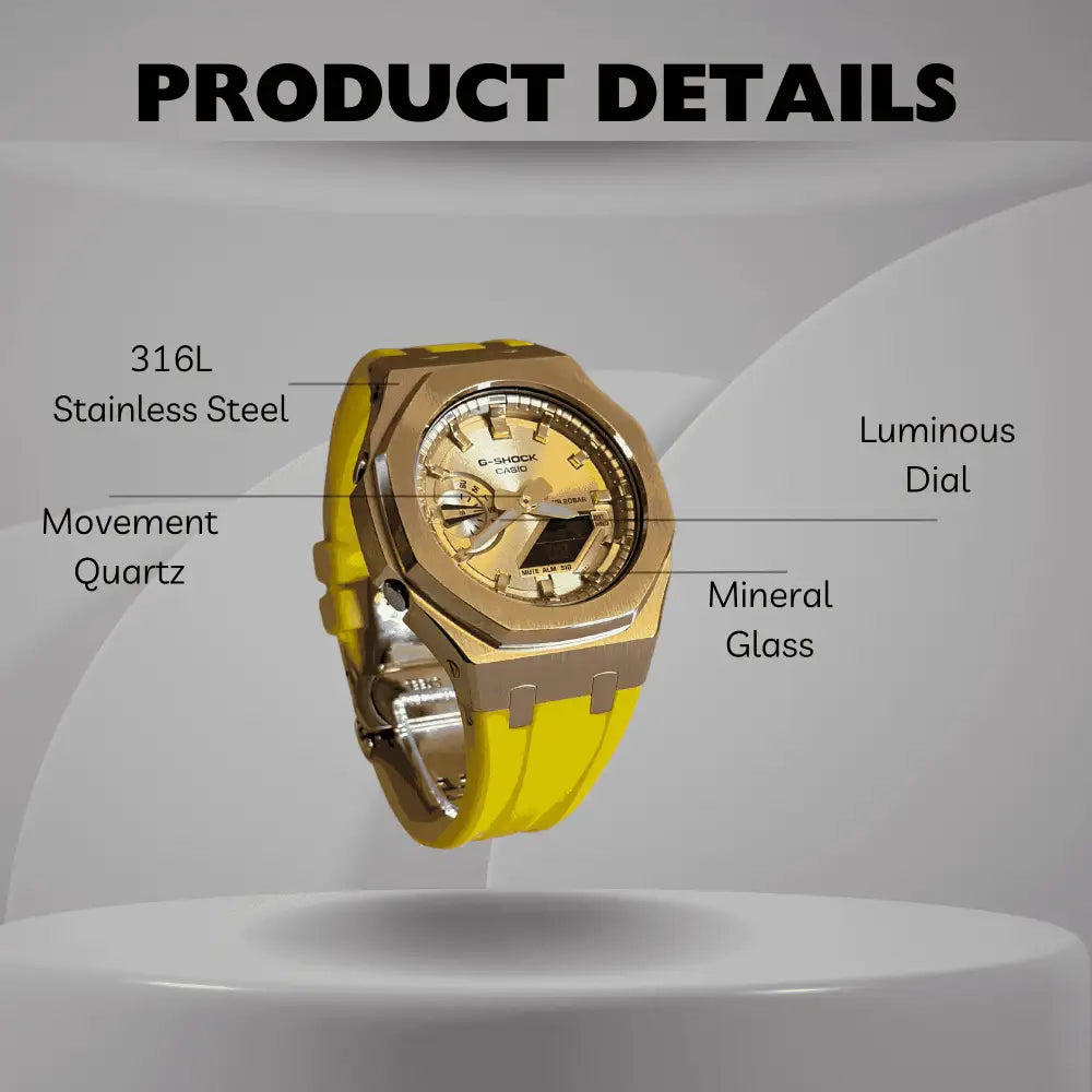 Casio G-Shock Mod Watch - Yellow Rose Gold - GA-2100 Custom Casioak