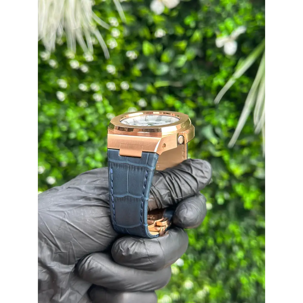 Montre Casionaut Custom – White Blue Alligator Leather - Mod G-Shock GA2100