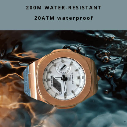 Montre Casionaut Custom – White Blue Alligator Leather - Mod G-Shock GA2100