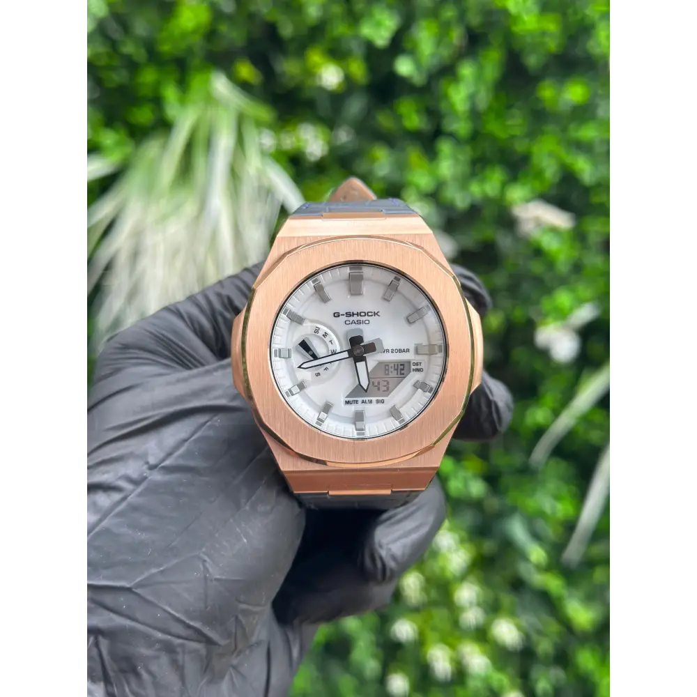 Montre Casionaut Custom – White Blue Alligator Leather - Mod G-Shock GA2100