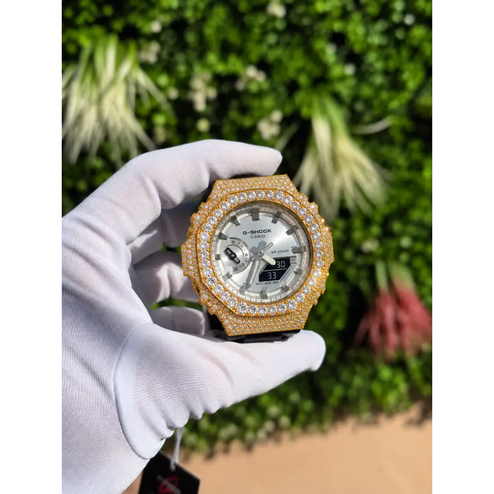 Montre G-Shock Custom Hip Hop – Moissanite 925 Full Silver Gold IcedOut - Luxury Mod GA2100