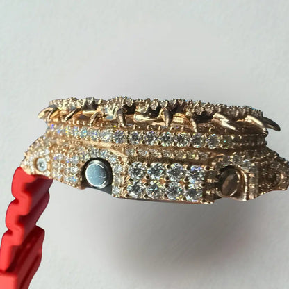 Montre CasiOak Custom Hip Hop – Moissanite 925 Rose Gold Iced Thorn Red - Mod G-Shock GA2100