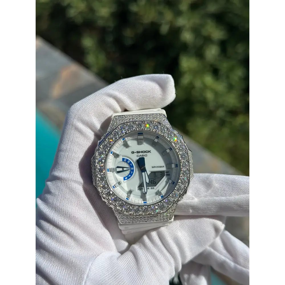 Montre G-Shock Custom Hip Hop – Moissanite 925 Silver IcedOut Luminous Dial - Luxury Mod GA2100