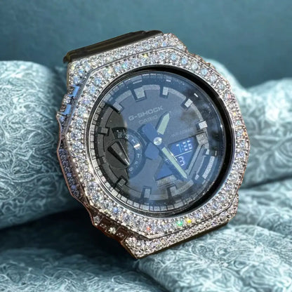 Montre CasiOak Custom Hip Hop – Moissanite 925 Silver Iced - Mod G-Shock GA2100