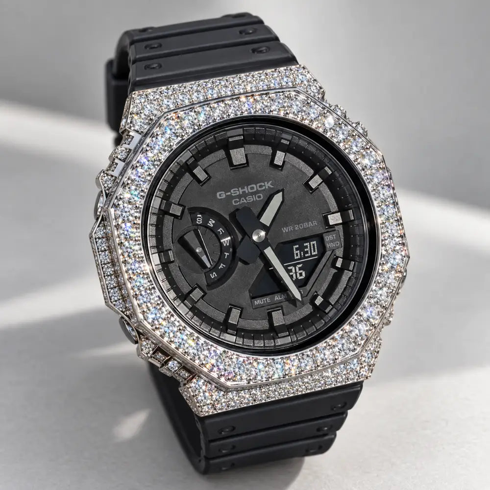 Montre G-Shock Custom Hip Hop – Moissanite 925 Silver IcedOut - Luxury Mod GA2100