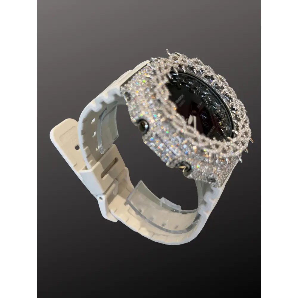 Moissanite Iced-Out G Shock GA-2100 – 925 Silver Bezel Thorn – Custom Luxury Watch | Hip Hop Style | Diamond Tester Pass