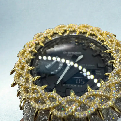 Montre CasiOak Custom Hip Hop – Moissanite 925 Silver Iced Thorn Black Silver/Gold - Mod G-Shock GA2100