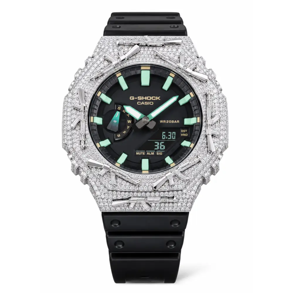 Montre G-Shock Custom Hip Hop – Moissanite AK Gun Iced Out - Luxury Mod GA2100
