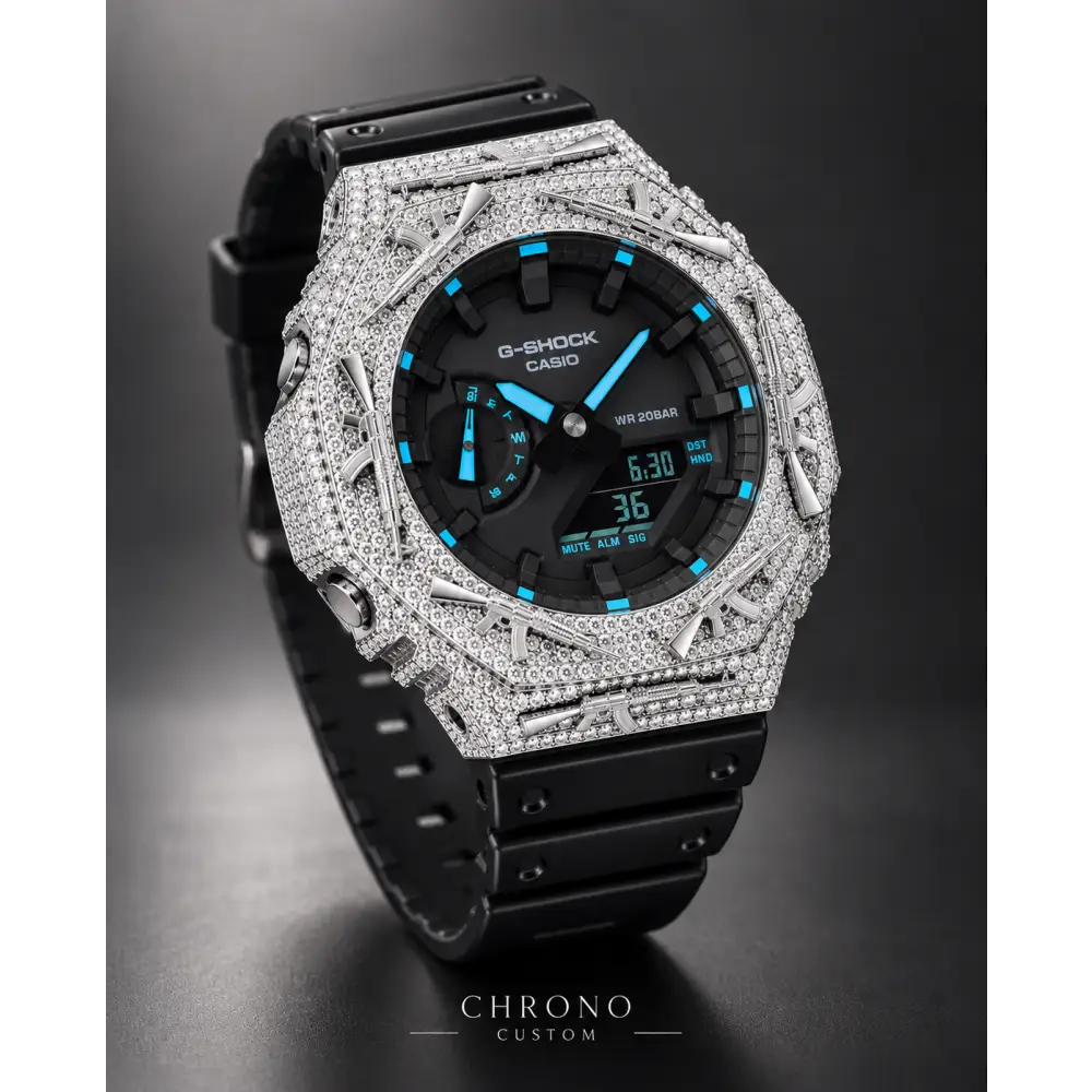 Montre G-Shock Custom Hip Hop – Moissanite AK Gun Iced Out - Luxury Mod GA2100