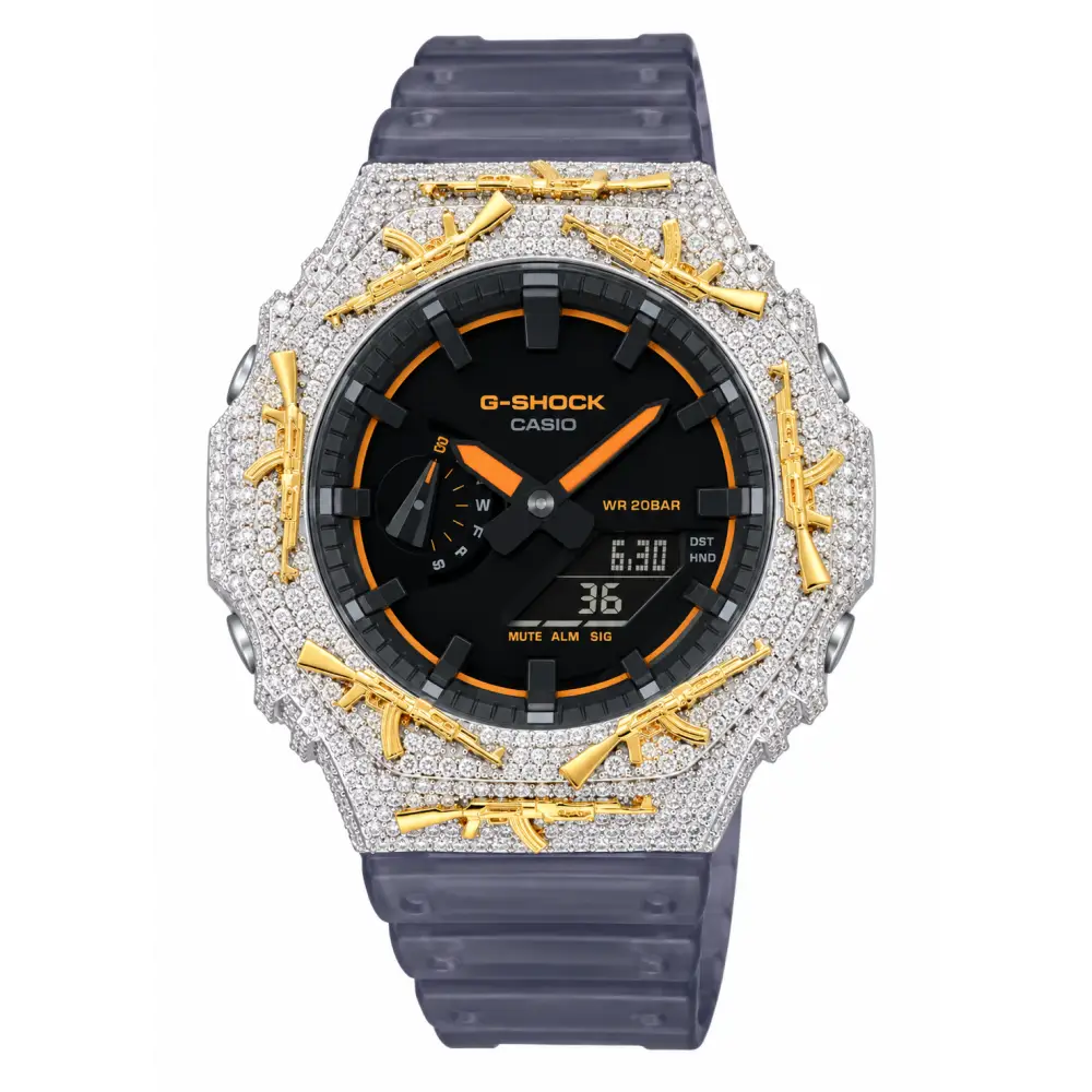 Montre G-Shock Custom Hip Hop – Moissanite AK Gun Iced Out - Luxury Mod GA2100