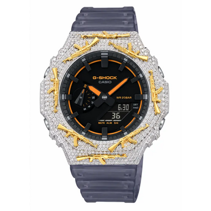 Montre G-Shock Custom Hip Hop – Moissanite AK Gun Iced Out - Luxury Mod GA2100