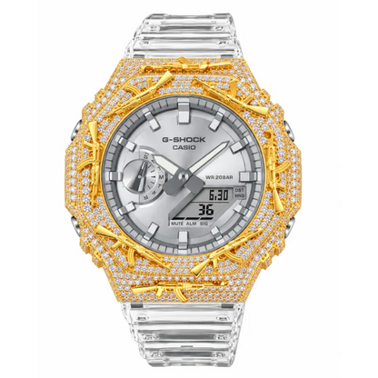 Montre G-Shock Custom Hip Hop – Moissanite AK Gun Iced Out - Luxury Mod GA2100