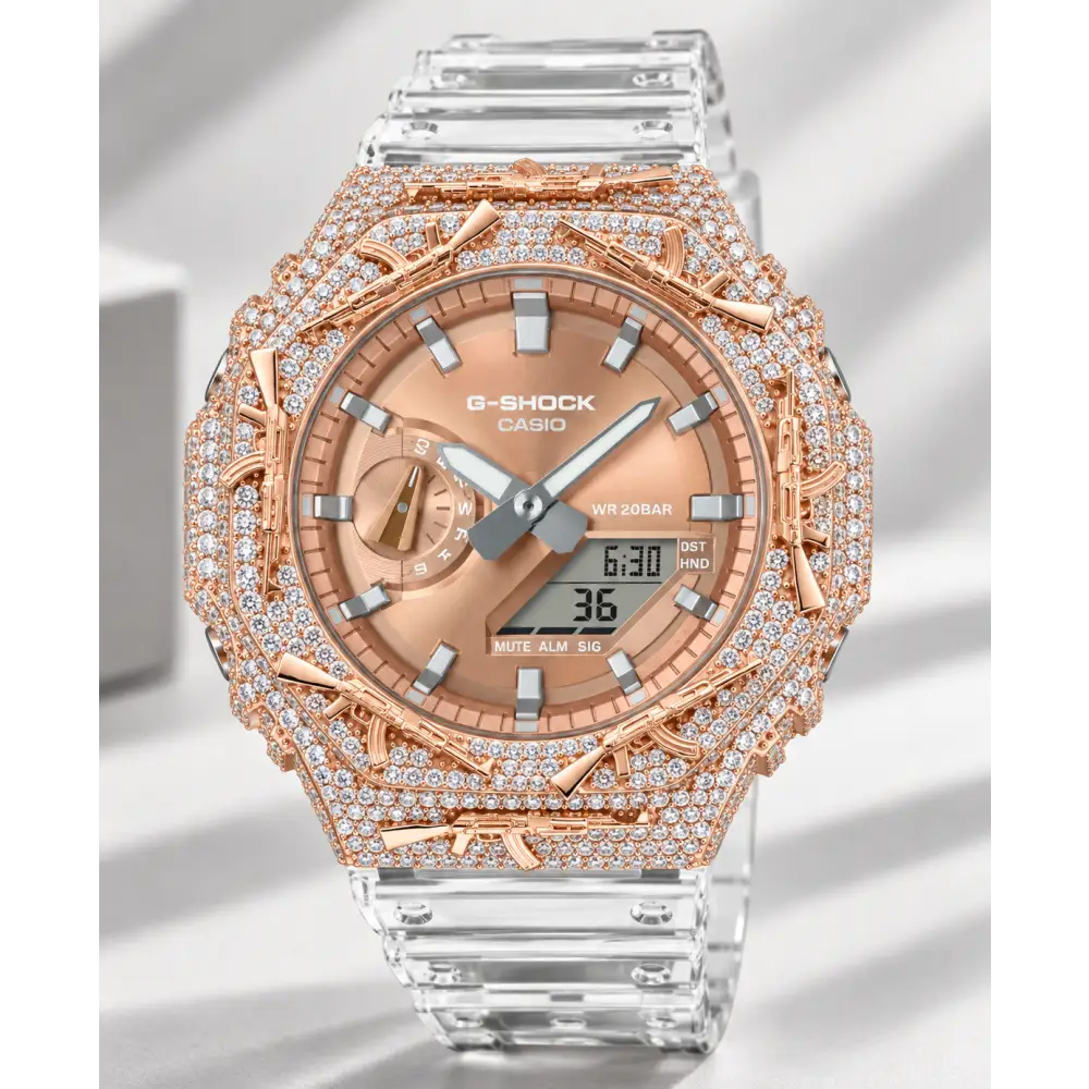Montre G-Shock Custom Hip Hop – Moissanite AK Gun Iced Out - Luxury Mod GA2100
