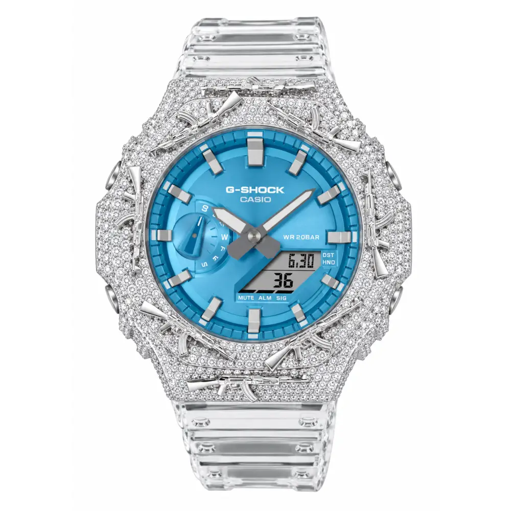 Montre G-Shock Custom Hip Hop – Moissanite AK Gun Iced Out - Luxury Mod GA2100